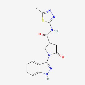 molecular formula C15H14N6O2S B11030715 1-(1H-indazol-3-yl)-N-(5-methyl-1,3,4-thiadiazol-2-yl)-5-oxopyrrolidine-3-carboxamide 