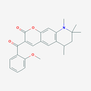 molecular formula C24H25NO4 B11030756 3-(2-methoxybenzoyl)-6,8,8,9-tetramethyl-6,7,8,9-tetrahydro-2H-pyrano[3,2-g]quinolin-2-one 