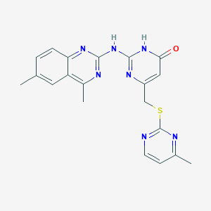 molecular formula C20H19N7OS B11030785 2-[(4,6-dimethylquinazolin-2-yl)amino]-6-{[(4-methylpyrimidin-2-yl)sulfanyl]methyl}pyrimidin-4(3H)-one 