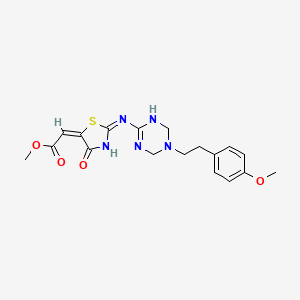 methyl (2E)-[2-({5-[2-(4-methoxyphenyl)ethyl]-1,4,5,6-tetrahydro-1,3,5-triazin-2-yl}amino)-4-oxo-1,3-thiazol-5(4H)-ylidene]ethanoate