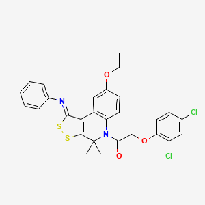 molecular formula C28H24Cl2N2O3S2 B11030817 2-(2,4-dichlorophenoxy)-1-[(1Z)-8-ethoxy-4,4-dimethyl-1-(phenylimino)-1,4-dihydro-5H-[1,2]dithiolo[3,4-c]quinolin-5-yl]ethanone 