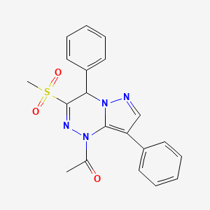 molecular formula C20H18N4O3S B11030834 1-[3-(methylsulfonyl)-4,8-diphenylpyrazolo[5,1-c][1,2,4]triazin-1(4H)-yl]ethanone 