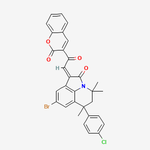 (1Z)-8-bromo-6-(4-chlorophenyl)-4,4,6-trimethyl-1-[2-oxo-2-(2-oxo-2H-chromen-3-yl)ethylidene]-5,6-dihydro-4H-pyrrolo[3,2,1-ij]quinolin-2(1H)-one