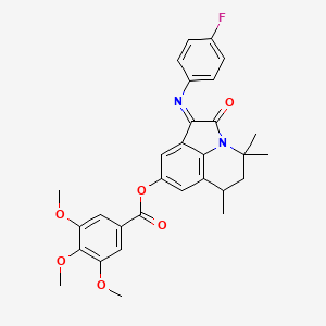 (1E)-1-[(4-fluorophenyl)imino]-4,4,6-trimethyl-2-oxo-1,2,5,6-tetrahydro-4H-pyrrolo[3,2,1-ij]quinolin-8-yl 3,4,5-trimethoxybenzoate