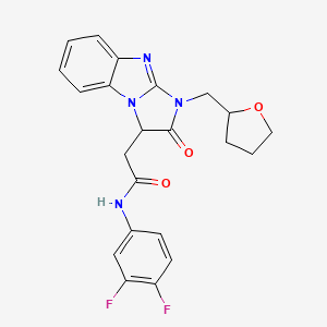 molecular formula C22H20F2N4O3 B11030866 N-(3,4-difluorophenyl)-2-[2-oxo-1-(tetrahydrofuran-2-ylmethyl)-2,3-dihydro-1H-imidazo[1,2-a]benzimidazol-3-yl]acetamide 