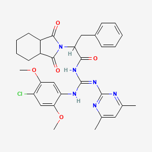 N-{(Z)-[(4-chloro-2,5-dimethoxyphenyl)amino][(4,6-dimethylpyrimidin-2-yl)amino]methylidene}-2-(1,3-dioxooctahydro-2H-isoindol-2-yl)-3-phenylpropanamide