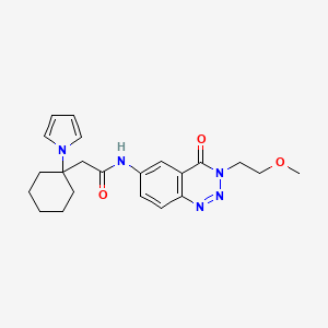 molecular formula C22H27N5O3 B11030972 N-[3-(2-methoxyethyl)-4-oxo-3,4-dihydro-1,2,3-benzotriazin-6-yl]-2-[1-(1H-pyrrol-1-yl)cyclohexyl]acetamide 