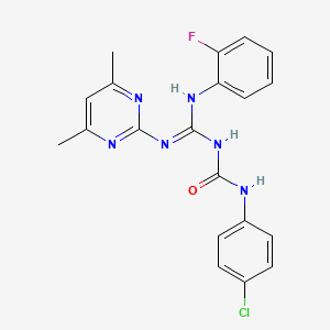 1-(4-chlorophenyl)-3-{(Z)-[(4,6-dimethylpyrimidin-2-yl)amino][(2-fluorophenyl)amino]methylidene}urea