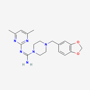 4-(1,3-Benzodioxol-5-ylmethyl)-N-(4,6-dimethyl-2-pyrimidinyl)tetrahydro-1(2H)-pyrazinecarboximidamide