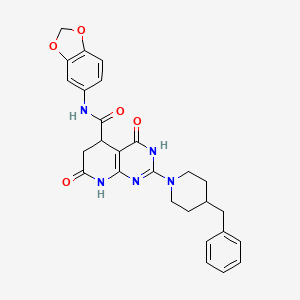 N-(1,3-benzodioxol-5-yl)-2-(4-benzylpiperidin-1-yl)-4,7-dioxo-3,4,5,6,7,8-hexahydropyrido[2,3-d]pyrimidine-5-carboxamide