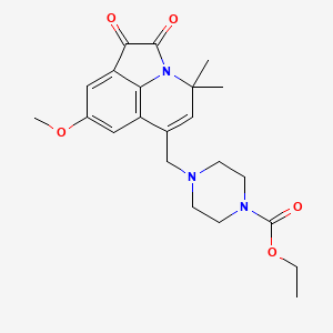 molecular formula C22H27N3O5 B11031006 Ethyl 4-[(8-methoxy-4,4-dimethyl-1,2-dioxo-1,2-dihydro-4H-pyrrolo[3,2,1-IJ]quinolin-6-YL)methyl]tetrahydro-1(2H)-pyrazinecarboxylate 