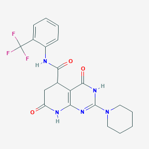 molecular formula C20H20F3N5O3 B11031010 4,7-dioxo-2-(piperidin-1-yl)-N-[2-(trifluoromethyl)phenyl]-3,4,5,6,7,8-hexahydropyrido[2,3-d]pyrimidine-5-carboxamide 