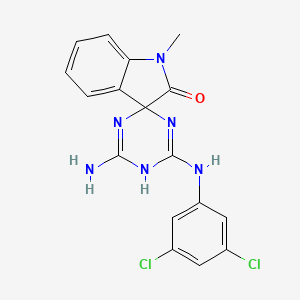 molecular formula C17H14Cl2N6O B11031026 2-amino-6-[(3,5-dichlorophenyl)amino]-7-methylspiro[1H-1,3,5-triazine-4,3'-ind oline]-8-one 