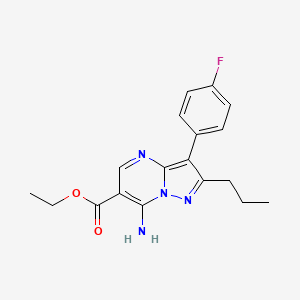 molecular formula C18H19FN4O2 B11031038 Ethyl 7-amino-3-(4-fluorophenyl)-2-propylpyrazolo[1,5-a]pyrimidine-6-carboxylate 