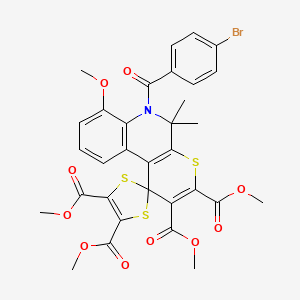 Tetramethyl 6'-[(4-bromophenyl)carbonyl]-7'-methoxy-5',5'-dimethyl-5',6'-dihydrospiro[1,3-dithiole-2,1'-thiopyrano[2,3-c]quinoline]-2',3',4,5-tetracarboxylate