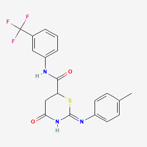 molecular formula C19H16F3N3O2S B11031068 2-[(4-methylphenyl)amino]-4-oxo-N-[3-(trifluoromethyl)phenyl]-5,6-dihydro-4H-1,3-thiazine-6-carboxamide 