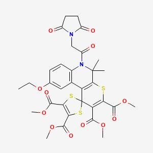 Tetramethyl 6'-[(2,5-dioxopyrrolidin-1-yl)acetyl]-9'-ethoxy-5',5'-dimethyl-5',6'-dihydrospiro[1,3-dithiole-2,1'-thiopyrano[2,3-c]quinoline]-2',3',4,5-tetracarboxylate