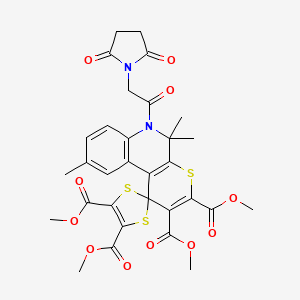 Tetramethyl 6'-[(2,5-dioxopyrrolidin-1-yl)acetyl]-5',5',9'-trimethyl-5',6'-dihydrospiro[1,3-dithiole-2,1'-thiopyrano[2,3-c]quinoline]-2',3',4,5-tetracarboxylate