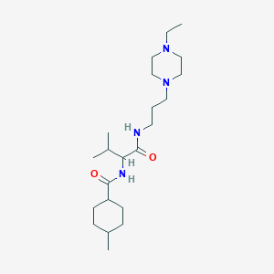 molecular formula C22H42N4O2 B11031130 N-(1-{[3-(4-ethylpiperazin-1-yl)propyl]amino}-3-methyl-1-oxobutan-2-yl)-4-methylcyclohexanecarboxamide 