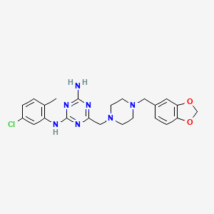 molecular formula C23H26ClN7O2 B11031149 6-{[4-(1,3-benzodioxol-5-ylmethyl)piperazin-1-yl]methyl}-N-(5-chloro-2-methylphenyl)-1,3,5-triazine-2,4-diamine 