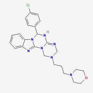 molecular formula C24H28ClN7O B11031185 4-[3-[9-(4-chlorophenyl)-2,4,6,8,10,17-hexazatetracyclo[8.7.0.02,7.011,16]heptadeca-1(17),6,11,13,15-pentaen-4-yl]propyl]morpholine 