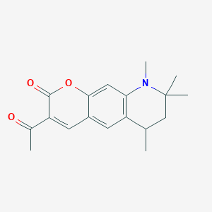 molecular formula C18H21NO3 B11031204 3-acetyl-6,8,8,9-tetramethyl-6,7,8,9-tetrahydro-2H-pyrano[3,2-g]quinolin-2-one 