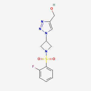 molecular formula C12H13FN4O3S B11031222 (1-(1-((2-Fluorophenyl)sulfonyl)azetidin-3-yl)-1H-1,2,3-triazol-4-yl)methanol 