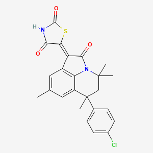 molecular formula C24H21ClN2O3S B11031252 (5Z)-5-[6-(4-chlorophenyl)-4,4,6,8-tetramethyl-2-oxo-5,6-dihydro-4H-pyrrolo[3,2,1-ij]quinolin-1(2H)-ylidene]-1,3-thiazolidine-2,4-dione 