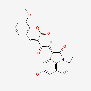 (1E)-8-methoxy-1-[2-(8-methoxy-2-oxo-2H-chromen-3-yl)-2-oxoethylidene]-4,4,6-trimethyl-4H-pyrrolo[3,2,1-ij]quinolin-2(1H)-one