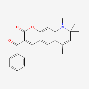 molecular formula C23H21NO3 B11031268 3-benzoyl-6,8,8,9-tetramethyl-8,9-dihydro-2H-pyrano[3,2-g]quinolin-2-one 