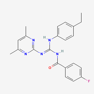 N-{(Z)-[(4,6-dimethylpyrimidin-2-yl)amino][(4-ethylphenyl)amino]methylidene}-4-fluorobenzamide