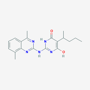 molecular formula C19H23N5O2 B11031296 2-[(4,8-Dimethylquinazolin-2-yl)amino]-5-(pentan-2-yl)pyrimidine-4,6-diol 