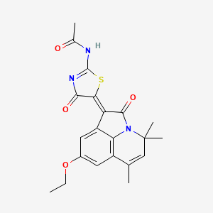 molecular formula C21H21N3O4S B11031297 N-[(2E,5Z)-5-(8-ethoxy-4,4,6-trimethyl-2-oxo-4H-pyrrolo[3,2,1-ij]quinolin-1(2H)-ylidene)-4-oxo-1,3-thiazolidin-2-ylidene]acetamide 