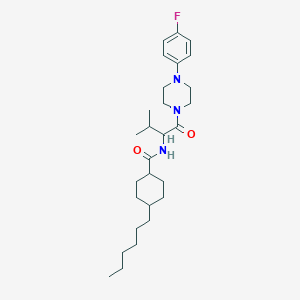 molecular formula C28H44FN3O2 B11031322 N-{1-[4-(4-fluorophenyl)piperazin-1-yl]-3-methyl-1-oxobutan-2-yl}-4-hexylcyclohexanecarboxamide 