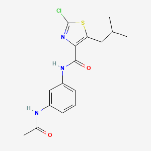 molecular formula C16H18ClN3O2S B11031325 N-[3-(acetylamino)phenyl]-2-chloro-5-(2-methylpropyl)-1,3-thiazole-4-carboxamide 