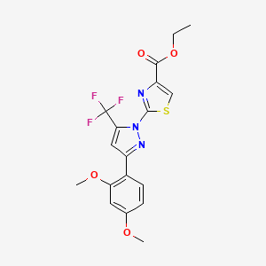 ethyl 2-[3-(2,4-dimethoxyphenyl)-5-(trifluoromethyl)-1H-pyrazol-1-yl]-1,3-thiazole-4-carboxylate