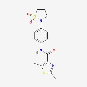 molecular formula C15H17N3O3S2 B11031375 N-[4-(1,1-dioxido-1,2-thiazolidin-2-yl)phenyl]-2,5-dimethyl-1,3-thiazole-4-carboxamide 