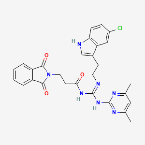 N-{(E)-{[2-(5-chloro-1H-indol-3-yl)ethyl]amino}[(4,6-dimethylpyrimidin-2-yl)amino]methylidene}-3-(1,3-dioxo-1,3-dihydro-2H-isoindol-2-yl)propanamide