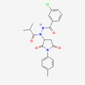 3-chloro-N'-[1-(4-methylphenyl)-2,5-dioxopyrrolidin-3-yl]-N'-(2-methylpropanoyl)benzohydrazide