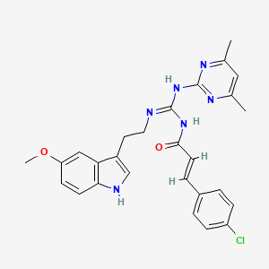 (2E)-3-(4-chlorophenyl)-N-[(E)-[(4,6-dimethylpyrimidin-2-yl)amino]{[2-(5-methoxy-1H-indol-3-yl)ethyl]amino}methylidene]prop-2-enamide