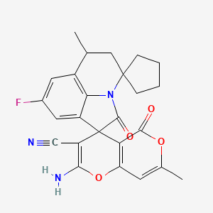 2''-amino-8'-fluoro-6',7''-dimethyl-2',5''-dioxo-5',6'-dihydro-5''H-dispiro[cyclopentane-1,4'-pyrrolo[3,2,1-ij]quinoline-1',4''-pyrano[4,3-b]pyran]-3''-carbonitrile