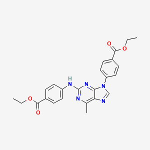 molecular formula C24H23N5O4 B11031606 ethyl 4-(2-{[4-(ethoxycarbonyl)phenyl]amino}-6-methyl-9H-purin-9-yl)benzoate 