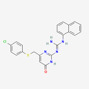 molecular formula C22H18ClN5OS B11031626 1-(4-{[(4-Chlorophenyl)sulfanyl]methyl}-6-oxo-1,6-dihydropyrimidin-2-yl)-3-naphthalen-1-ylguanidine 