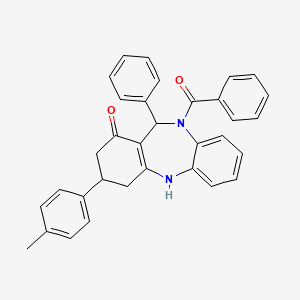 molecular formula C33H28N2O2 B11031678 5-benzoyl-6-phenyl-9-(p-tolyl)-8,9,10,11-tetrahydro-6H-benzo[b][1,4]benzodiazepin-7-one 