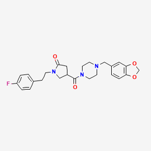 molecular formula C25H28FN3O4 B11031704 4-{[4-(1,3-Benzodioxol-5-ylmethyl)piperazin-1-yl]carbonyl}-1-[2-(4-fluorophenyl)ethyl]pyrrolidin-2-one 