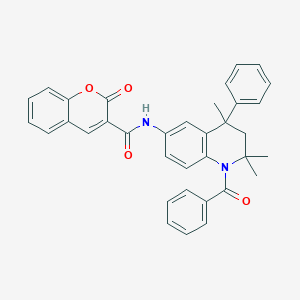 2-oxo-N-[2,2,4-trimethyl-4-phenyl-1-(phenylcarbonyl)-1,2,3,4-tetrahydroquinolin-6-yl]-2H-chromene-3-carboxamide