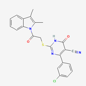 molecular formula C23H17ClN4O2S B11031752 4-(3-chlorophenyl)-2-{[2-(2,3-dimethyl-1H-indol-1-yl)-2-oxoethyl]sulfanyl}-6-hydroxypyrimidine-5-carbonitrile 