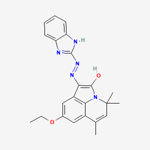 (1E)-1-[2-(1H-benzimidazol-2-yl)hydrazinylidene]-8-ethoxy-4,4,6-trimethyl-4H-pyrrolo[3,2,1-ij]quinolin-2(1H)-one