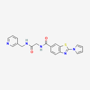 molecular formula C20H17N5O2S B11031774 N-{2-oxo-2-[(pyridin-3-ylmethyl)amino]ethyl}-2-(1H-pyrrol-1-yl)-1,3-benzothiazole-6-carboxamide 