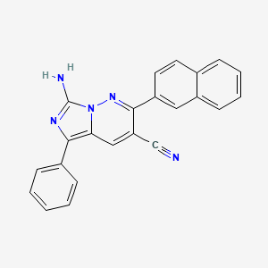 molecular formula C23H15N5 B11031779 7-Amino-2-(2-naphthyl)-5-phenylimidazo[1,5-B]pyridazin-3-YL cyanide 